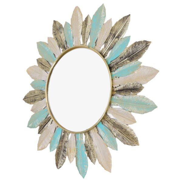 Elegant Iron Feather Wall Decor & Makeup Mirror - Stylish and Durable for Home and Commercial Spaces - Image 4