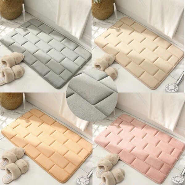 Luxurious Coral Fleece Memory Foam Bath Mat - Non-Slip, Super Absorbent Bathroom Rug - Image 3