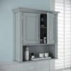 Elegant Gray 2-Door Bathroom Wall Cabinet with Open & Interior Shelves