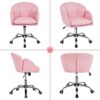 Chic Pink Home Office Rolling Desk Chair with Armrests - Adjustable & Comfortable - Image 7