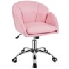 Chic Pink Home Office Rolling Desk Chair with Armrests - Adjustable & Comfortable - Image 2