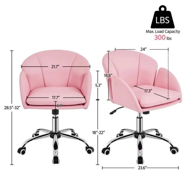 Chic Pink Home Office Rolling Desk Chair with Armrests - Adjustable & Comfortable - Image 4