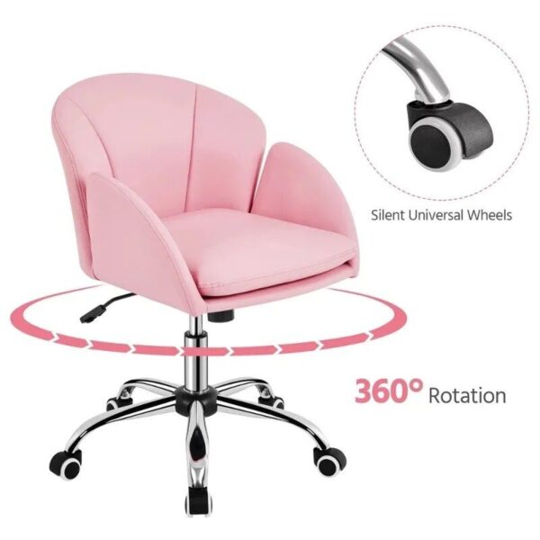 Chic Pink Home Office Rolling Desk Chair with Armrests - Adjustable & Comfortable - Image 6