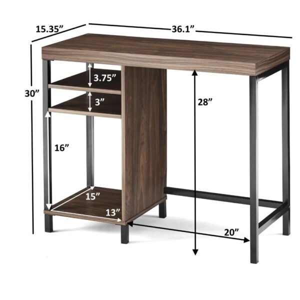 Modern Black Metal Frame Computer Desk with Cube Storage and Open Shelves - Image 7