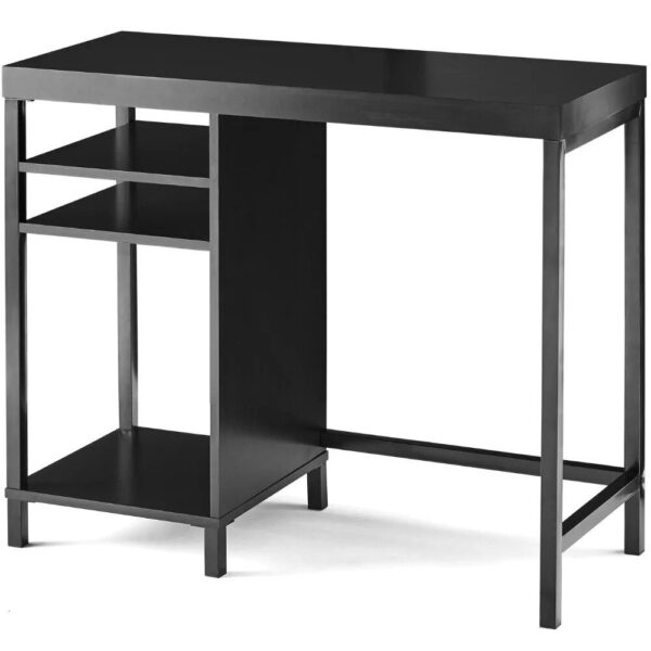 Modern Black Metal Frame Computer Desk with Cube Storage and Open Shelves - Image 3