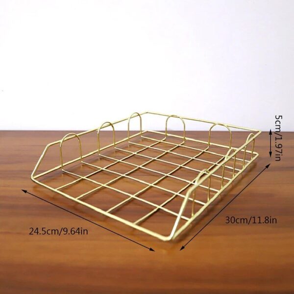 Elegant Rose Gold Metal Desk Organizer - Image 3