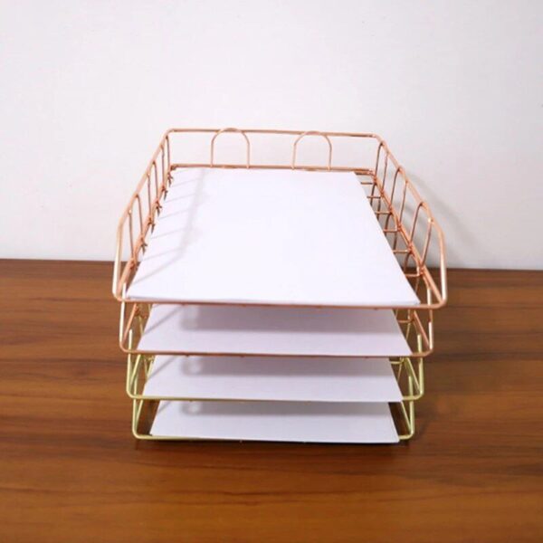 Elegant Rose Gold Metal Desk Organizer - Image 6