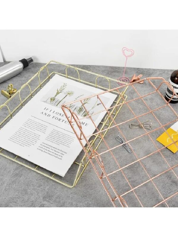 Elegant Rose Gold Metal Desk Organizer - Image 4