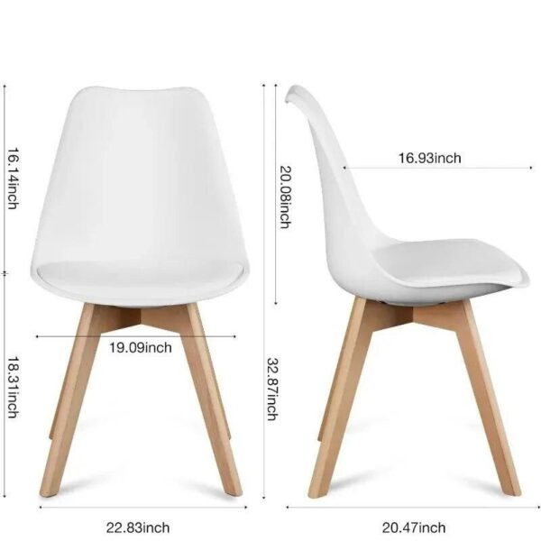 Mid-Century Modern Dining Chairs Set of 2, Armless Solid Wood Minimalist Chairs for Home - Image 4