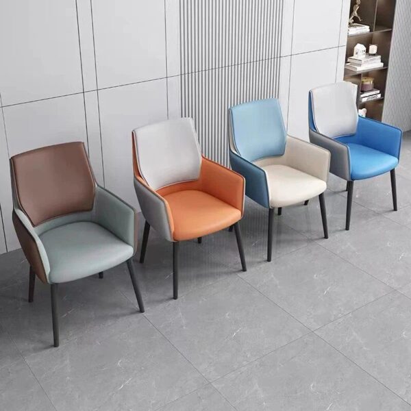 Luxury Minimalist Modern Dining Chair with Armrests - Ergonomic PU Leather Office & Kitchen Seating - Image 4