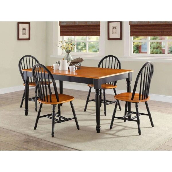 Elegant Black and Oak Solid Wood Dining Chairs - Set of 2 - Image 6