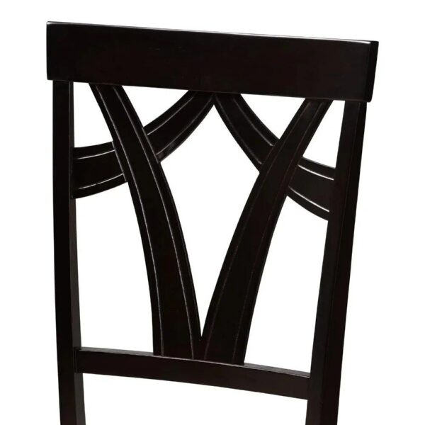 Contemporary Sand Fabric Dining Chairs, Set of 2 - Espresso Finish - Image 5