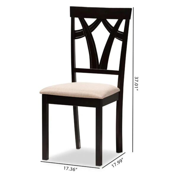 Contemporary Sand Fabric Dining Chairs, Set of 2 - Espresso Finish - Image 6