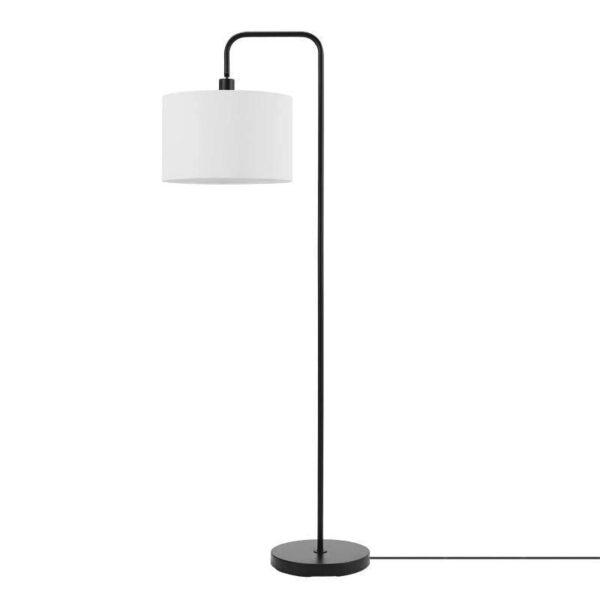 58" Matte Black Floor Lamp with White Linen Shade - Contemporary Nordic Design - Image 2