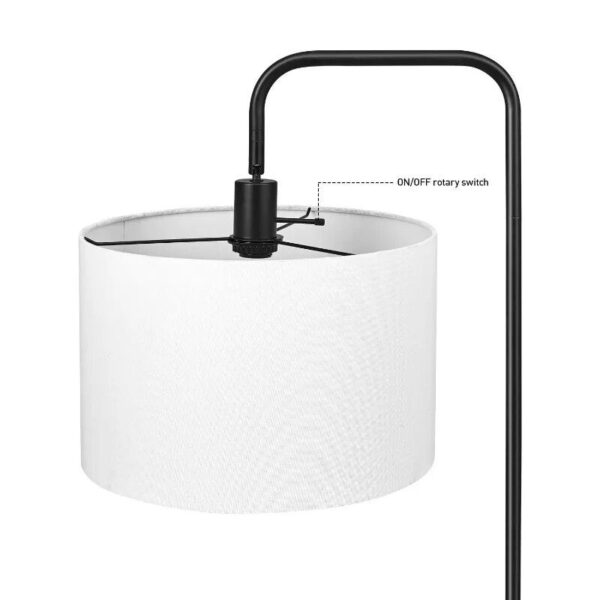 58" Matte Black Floor Lamp with White Linen Shade - Contemporary Nordic Design - Image 5