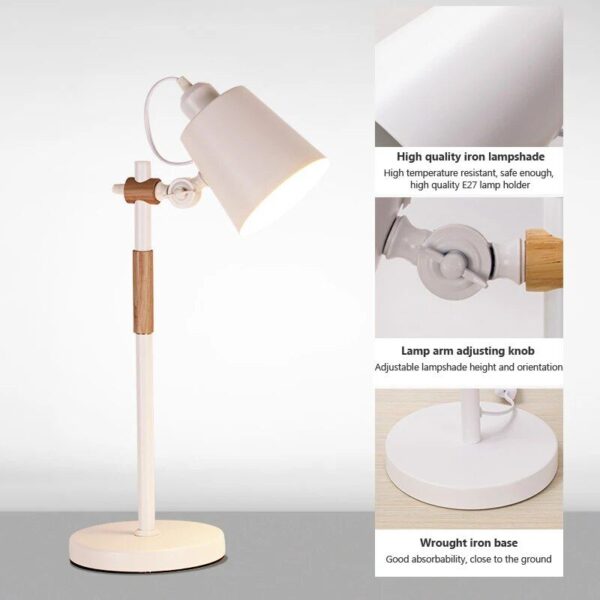 Modern Nordic LED Table Lamp - Adjustable Wooden Desk Light for Bedroom, Study & Decor - Image 4