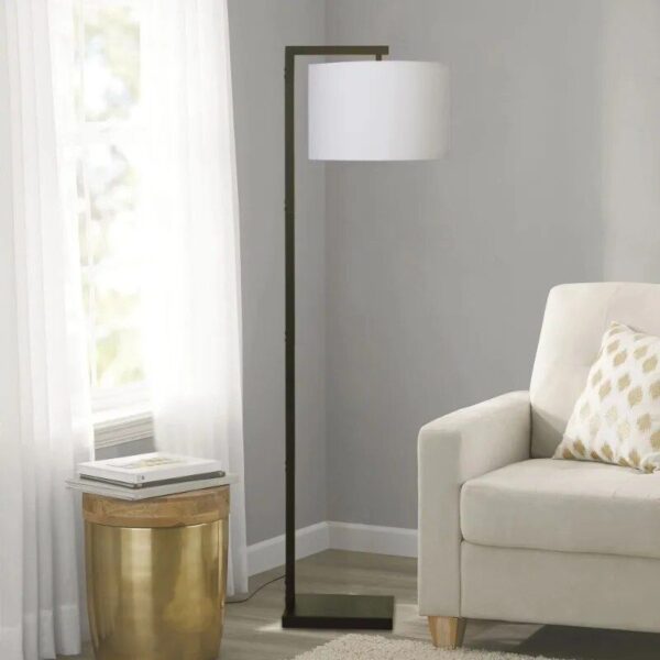 Elegant 62" Contemporary Metal Floor Lamp with LED Bulb and Footswitch, Black - Image 7