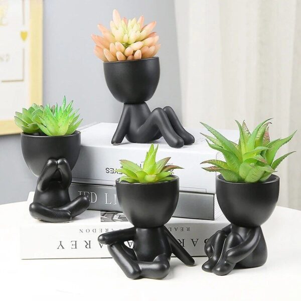 Charming Humanoid Ceramic Planter - Image 3