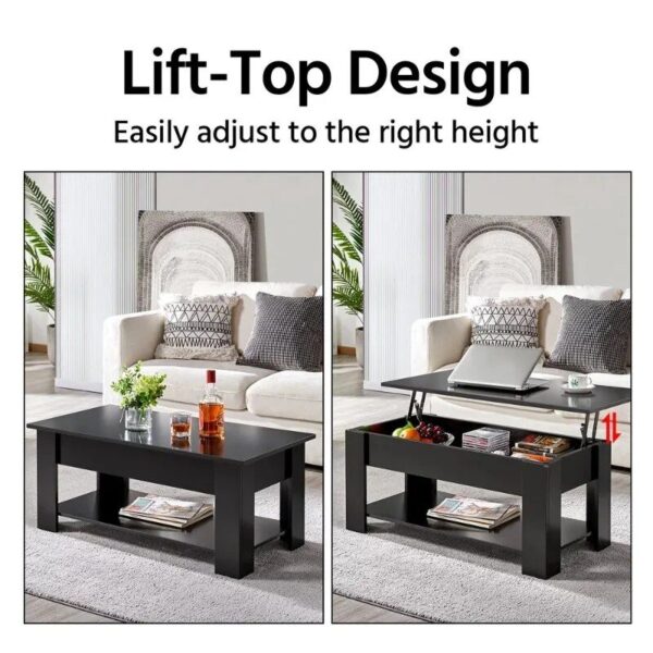 Sleek 38.6" Lift Top Coffee Table with Storage - Image 4