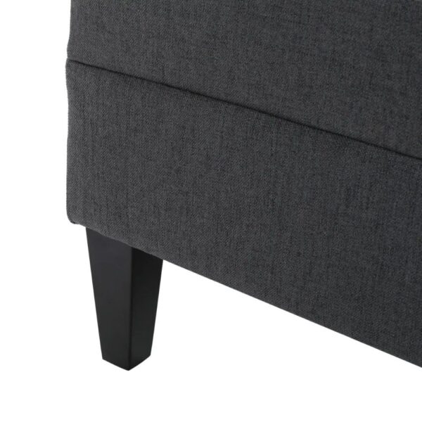 Elegant Dark Grey Fabric Tufted Ottoman - Image 5