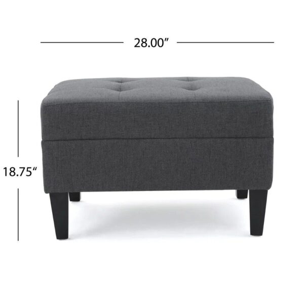 Elegant Dark Grey Fabric Tufted Ottoman - Image 7