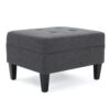 Elegant Dark Grey Fabric Tufted Ottoman - Image 2