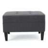 Elegant Dark Grey Fabric Tufted Ottoman - Image 3