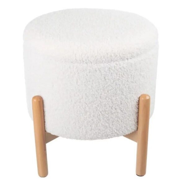Elegant White Round Ottoman with Storage - Image 2