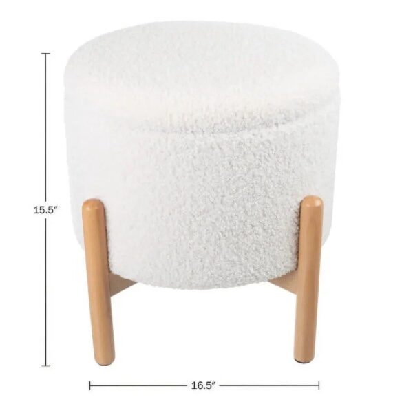 Elegant White Round Ottoman with Storage - Image 6