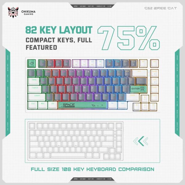 Compact RGB Mechanical Gaming Keyboard - 82 Key Wired USB Keyboard with Backlight - Image 7
