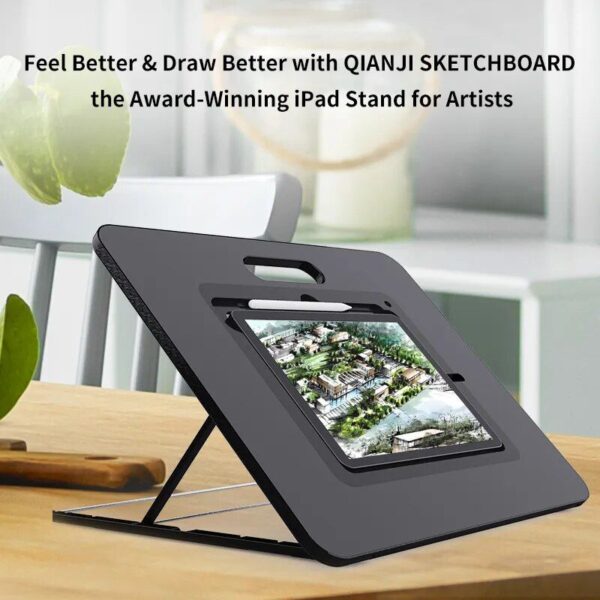 Adjustable iPad Sketchboard Stand with Built-in Pencil Holder & Charging Port - Image 2