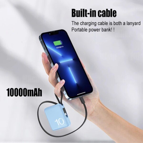Ultra-Compact 10000mAh Dual-Cable Power Bank - Image 3