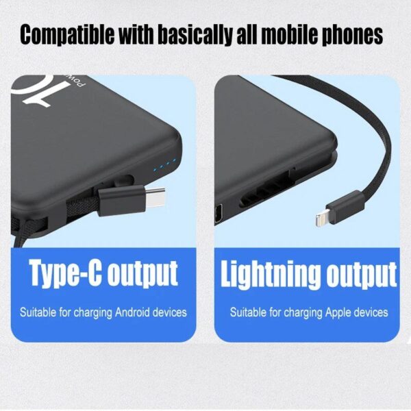 Ultra-Compact 10000mAh Dual-Cable Power Bank - Image 4