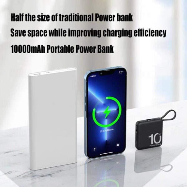 Ultra-Compact 10000mAh Dual-Cable Power Bank - Image 7