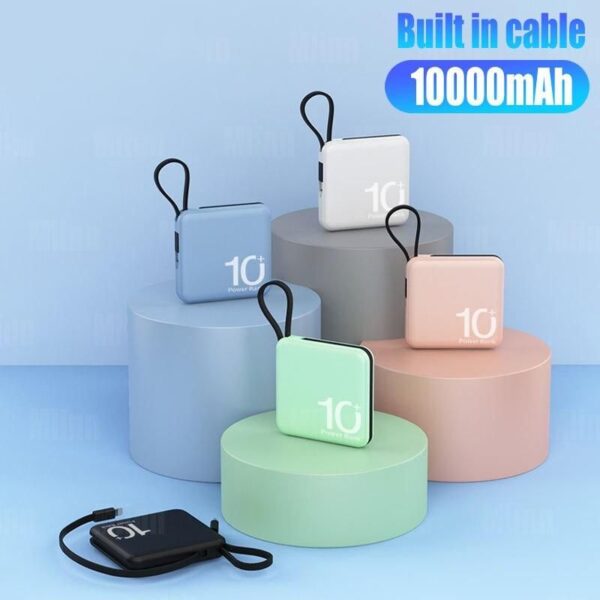 Ultra-Compact 10000mAh Dual-Cable Power Bank - Image 2