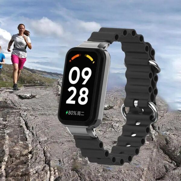 Ocean Silicone Watch Band with Protective Case - Rectangle/Square-shape Design - Image 6