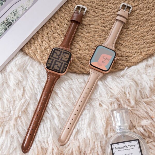 Ultra Slim Leather Strap for Apple Watch Series 7, 8 & SE - Image 2