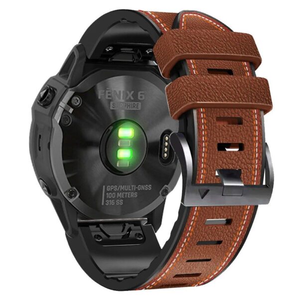 QuickFit Leather & Silicone Strap for Garmin Fenix Series - 22mm/26mm - Image 3