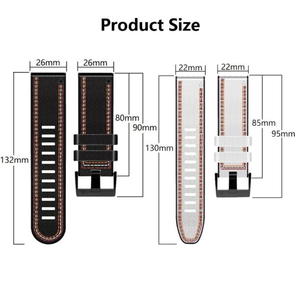 QuickFit Leather & Silicone Strap for Garmin Fenix Series - 22mm/26mm - Image 5