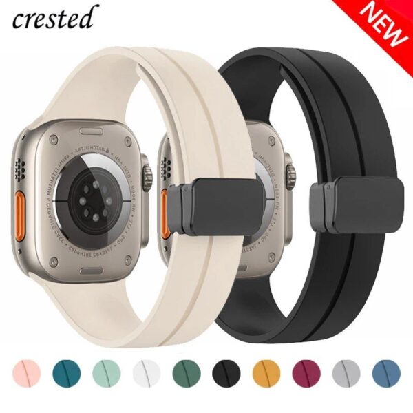 Magnetic Silicone Sport Strap for 38mm-49mm Smartwatches - Image 3