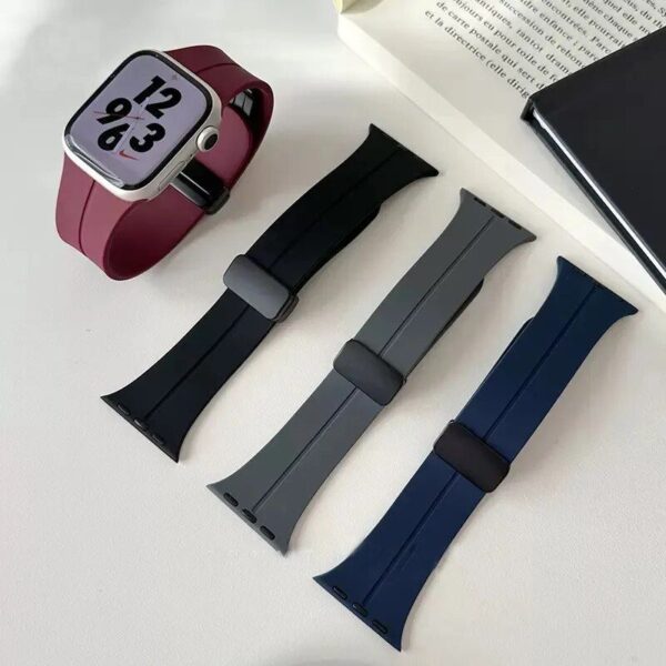 Magnetic Silicone Sport Strap for 38mm-49mm Smartwatches - Image 2