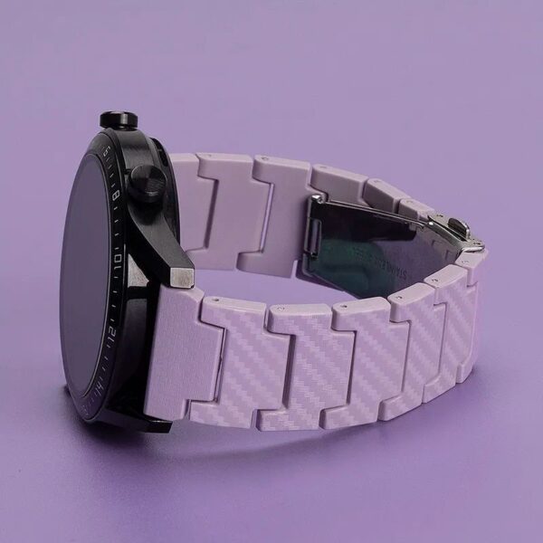 Universal 20/22mm Carbon Fiber Watch Strap with Metal Buckle - Image 2