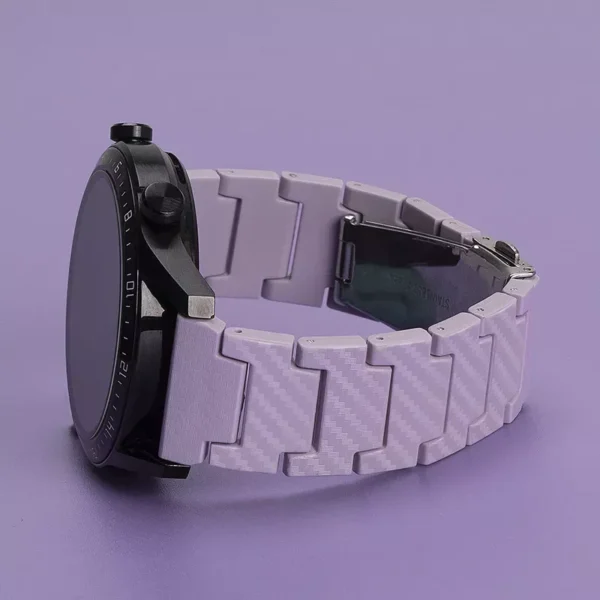 Universal 20/22mm Carbon Fiber Watch Strap with Metal Buckle