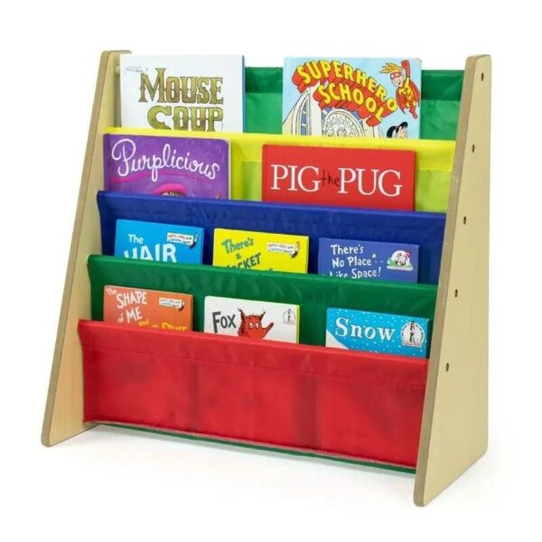 Compact Toddler Book Rack with Easy-View Sling Sleeves