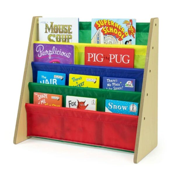 Compact Toddler Book Rack with Easy-View Sling Sleeves - Image 2