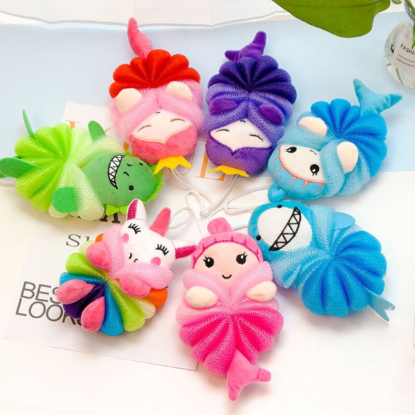 Soft Cartoon Animal Bath Sponge for Babies and Children - Colorful, Gentle, and Fun