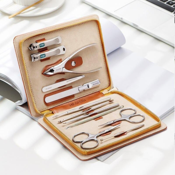 12-in-1 Full Function Stainless Steel Manicure and Pedicure Kit with Leather Case