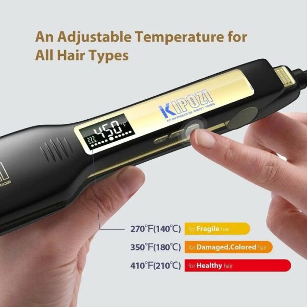 Professional Titanium Flat Iron Hair Straightener with LCD Display & Dual Voltage - Image 4