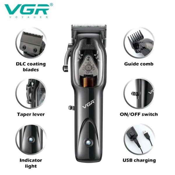 Professional Cordless Hair Clipper with DLC Coated Blades, Magnetic Motor, and USB Charging - Image 3