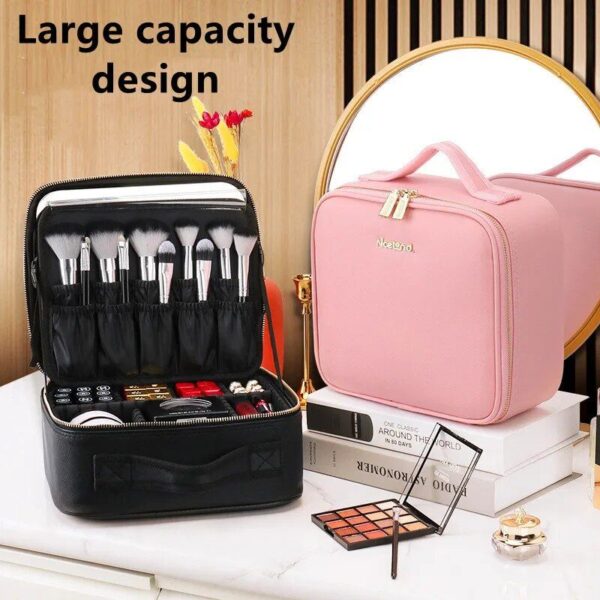 Illuminated LED Cosmetic Case with Mirror - Portable & High-Capacity Makeup Organizer - Image 3